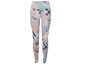 Trainingsleggings mit abstraktem Pinselstrichmuster in Rosa, Blau und Weiß.