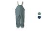 Graugrüne Kinder-Regenhose mit Hosenträgern und reflektierenden Details.