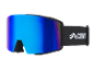 Skibrille mit blauen Spiegelgläsern, schwarzem Band und der Aufschrift „S3 SPEQ GmbH“