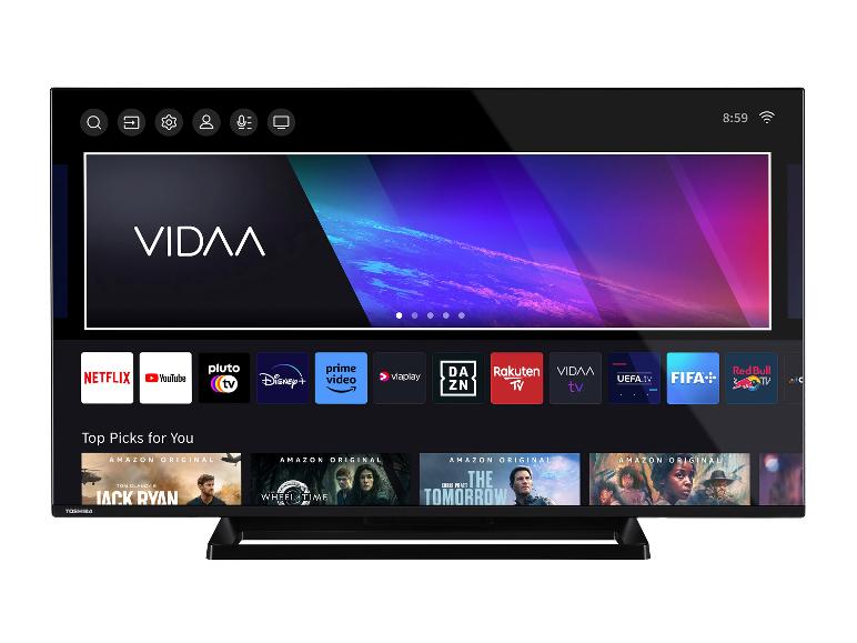 Smart-TV mit Streaming-Diensten und empfohlenen Inhalten.