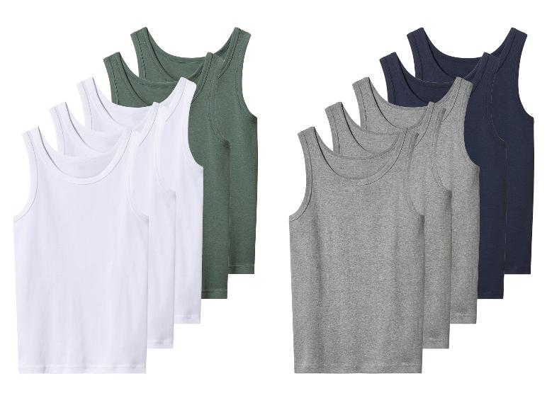 Set Herren-Tanktops in Weiß, Grün, Grau und Marineblau.
