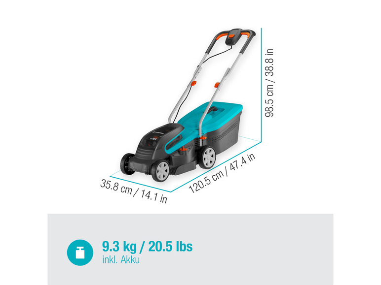 32/36V For Akku-Rasenmäher Ready-To-Use Power All« Gardena »PowerMax Set