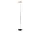Moderne schwarze Stehlampe mit beigem Stoffschirm