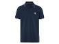 Marineblaues Poloshirt mit kontrastfarbenem Kragen.