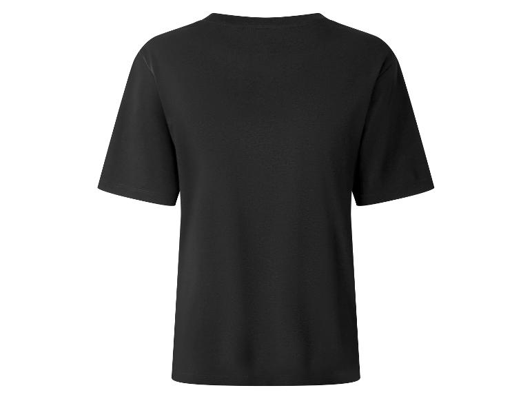 Schwarzes Kurzarm-T-Shirt mit Rundhalsausschnitt, Rückansicht