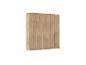 Holzkleiderschrank mit sechs Türen und Metallgriffen.