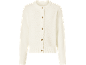 Weiße, strukturierte Strickjacke mit goldenen Knöpfen