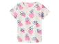 Cremefarbenes Kinder-T-Shirt mit rosa Herzen und Cartoon-Welpen