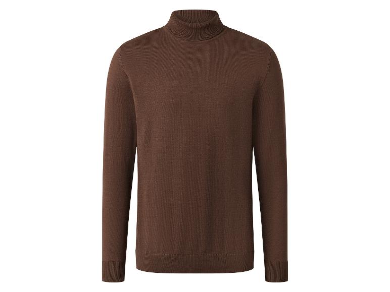 Brauner Rollkragenpullover, aus Feinstrick.