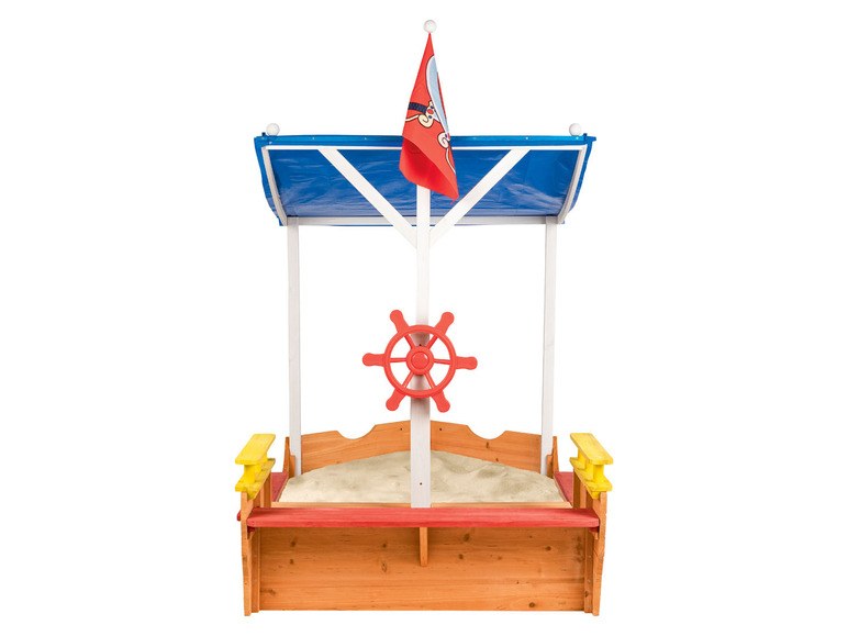 Gehe zu Vollbildansicht: Playtive Sandkasten »Piratenschiff«, mit Steuerrad, Sonnendach und Flagge - Bild 4