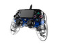 Ein transparenter PlayStation 4 Controller mit blauen Akzenten.