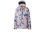 Anorak-Jacke mit Kapuze in Rosa, Blau und Weiß mit Pinselstrichmuster.