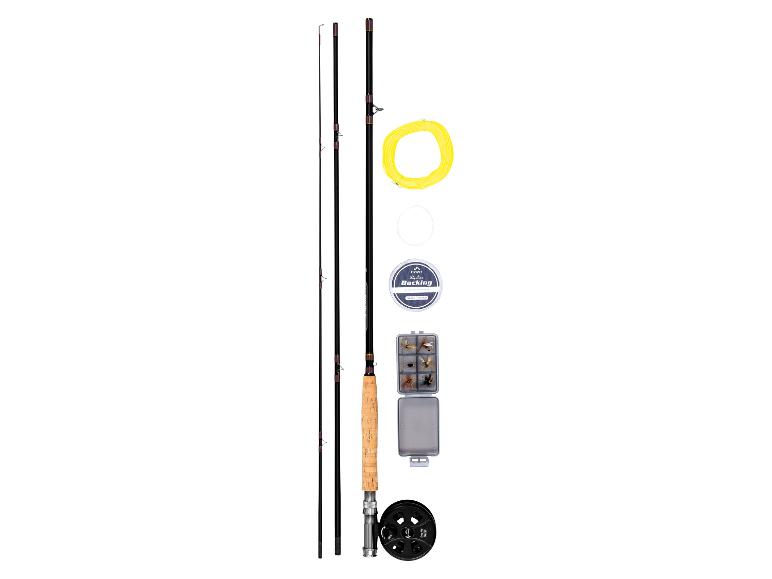 Fliegenfischer-Set: Ruten, Rolle, Schnur und Köder.