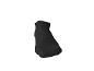 Eine schwarze Socke, mit leicht sichtbarer Spitze, auf weißem Hintergrund.