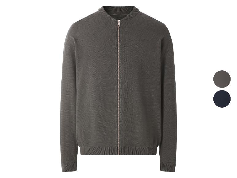 Herren-Strickjacke mit Reißverschluss in Grau und Dunkelblau