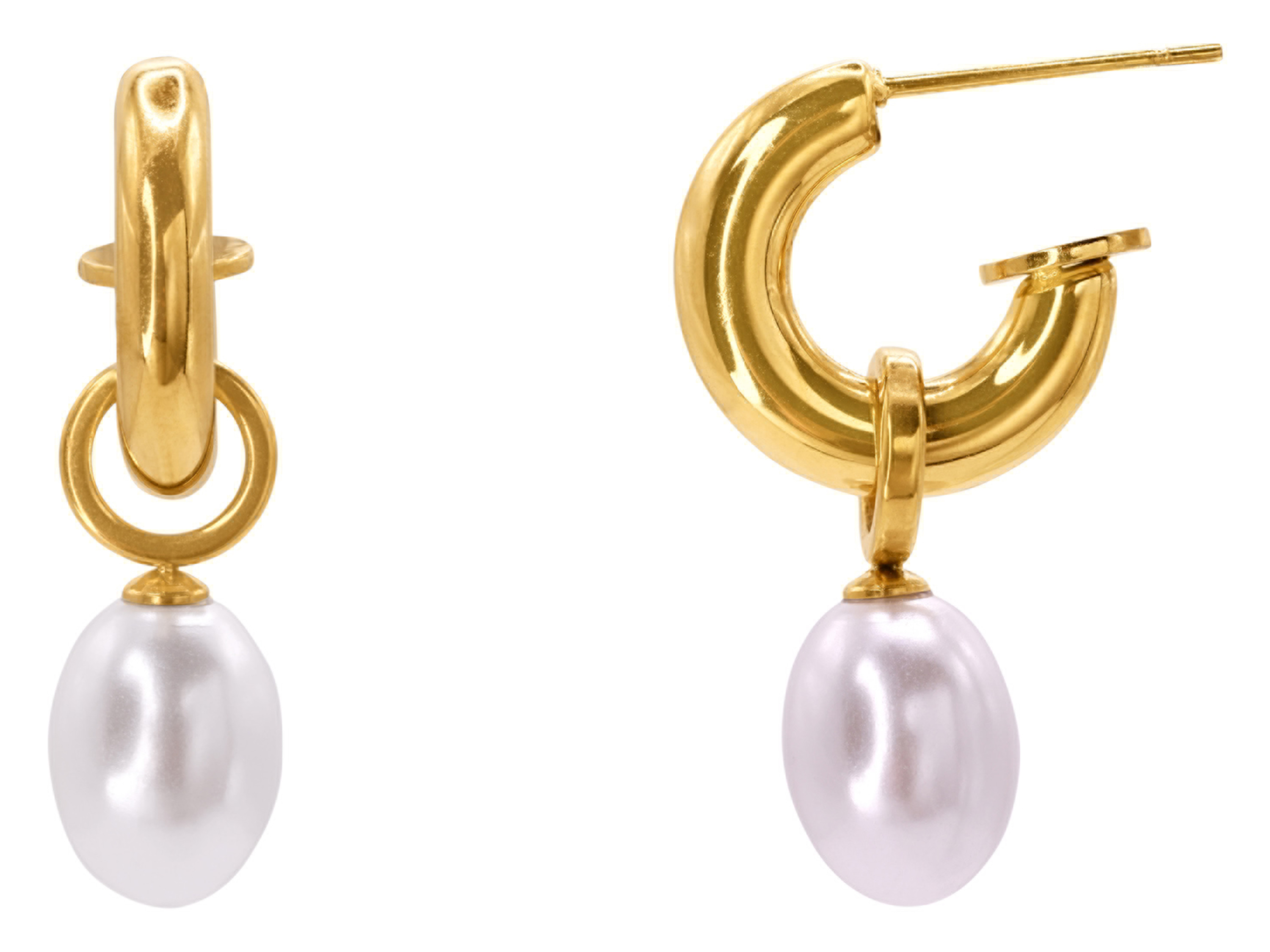 Thumbnail - Steel art Heideman Ohrringe (Creole mit Perle, Gold)