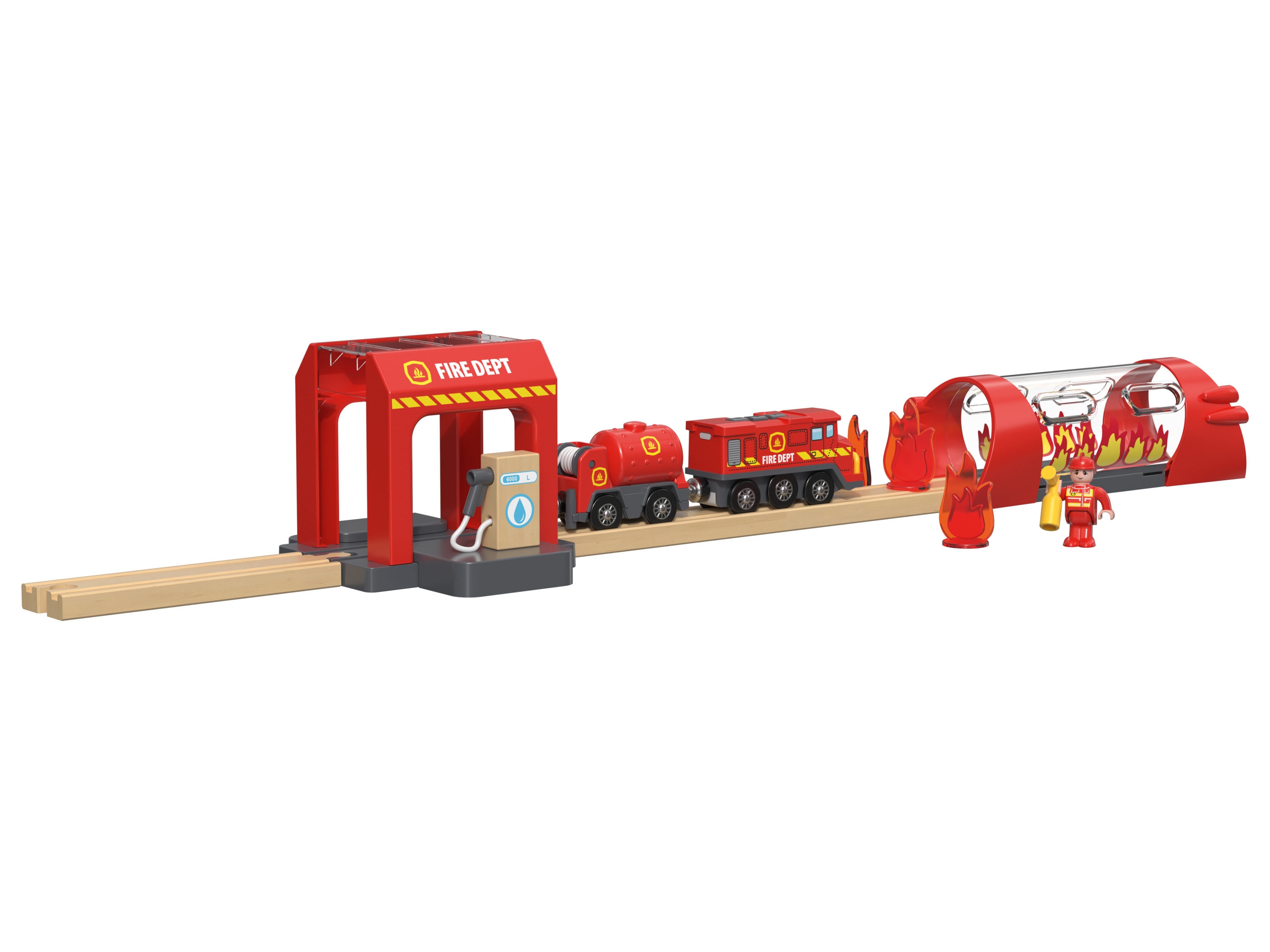 LUPILU® Interaktiver Bahnhof-Set / Feuerwehr Einsatz-Set
