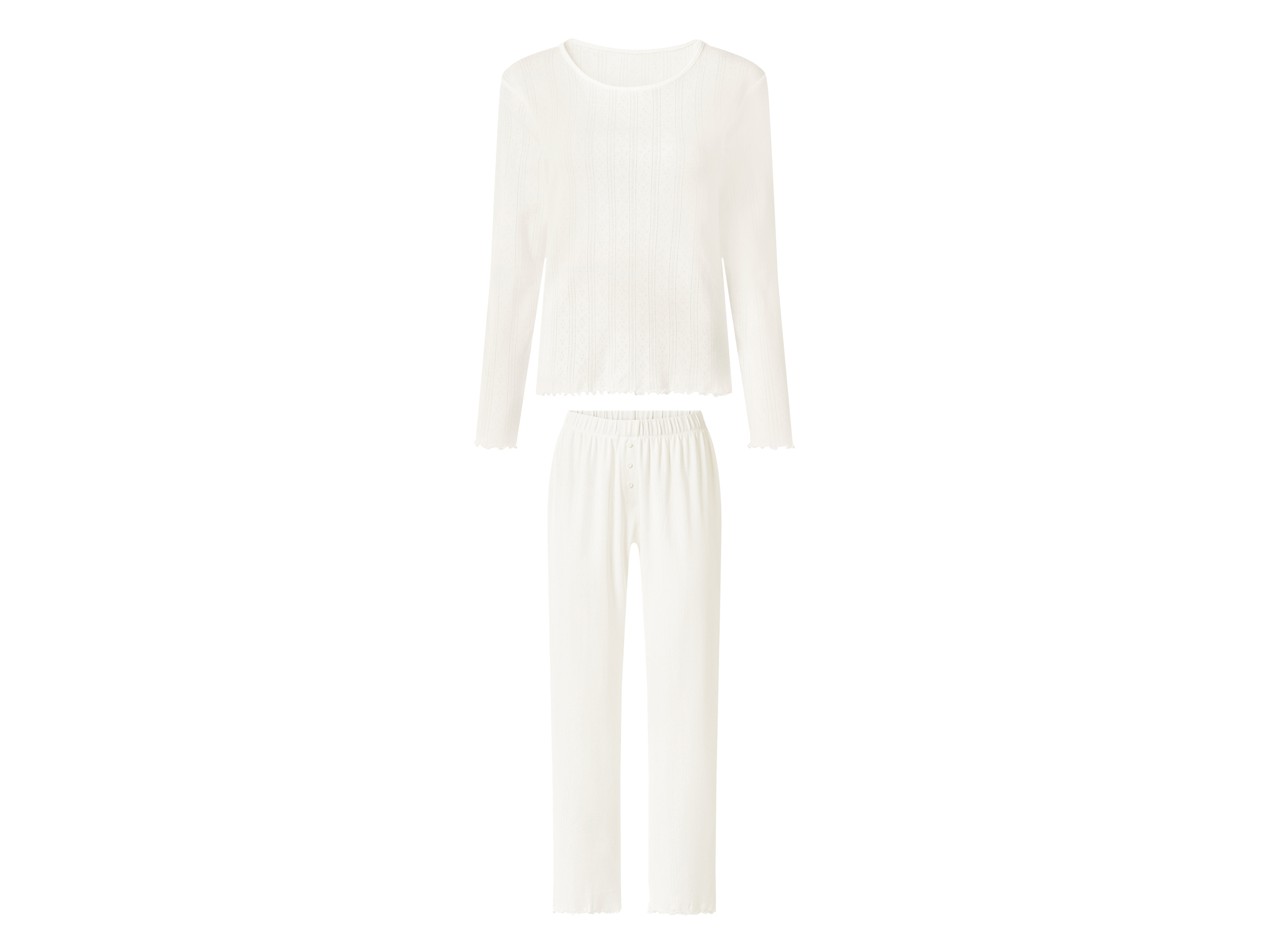 ESMARA® Damen Pyjama-Set, 3-teilig (Weiß, L (44/46))