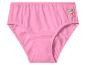 Rosa Kinderunterhose mit einem Welpenmotiv an der Seite.
