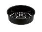 Schwarzer, runder Heißluftfrittierkorb mit perforiertem Boden