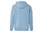 Hellblauer Hoodie mit Kapuze.