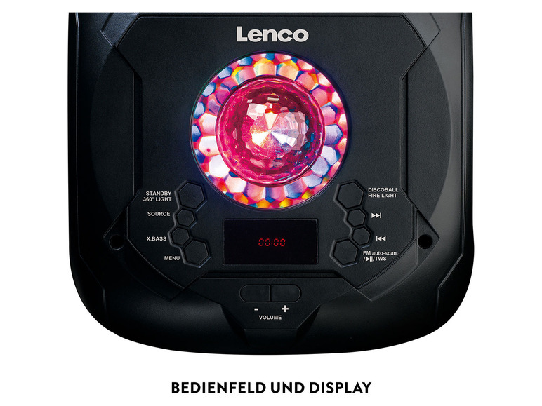 Gehe zu Vollbildansicht: Lenco Bluetooth-Party-Lautsprecher mit Diskokugel »PA-360BK« - Bild 6