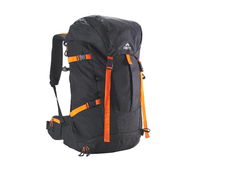 Crivit Wanderrucksack in Schwarz mit orangefarbenen Gurten