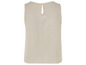 Ein beiges Top ohne Ärmel mit einem runden Ausschnitt.