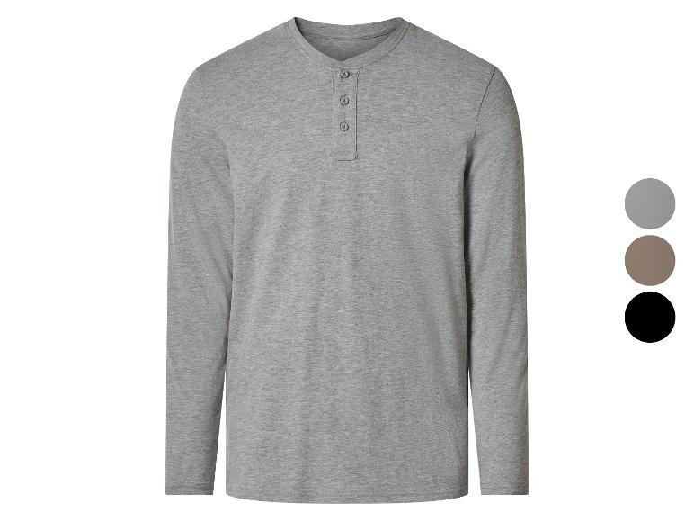 Graues Herren-Langarm-Henley-Shirt mit Knöpfen, mit Farboptionen