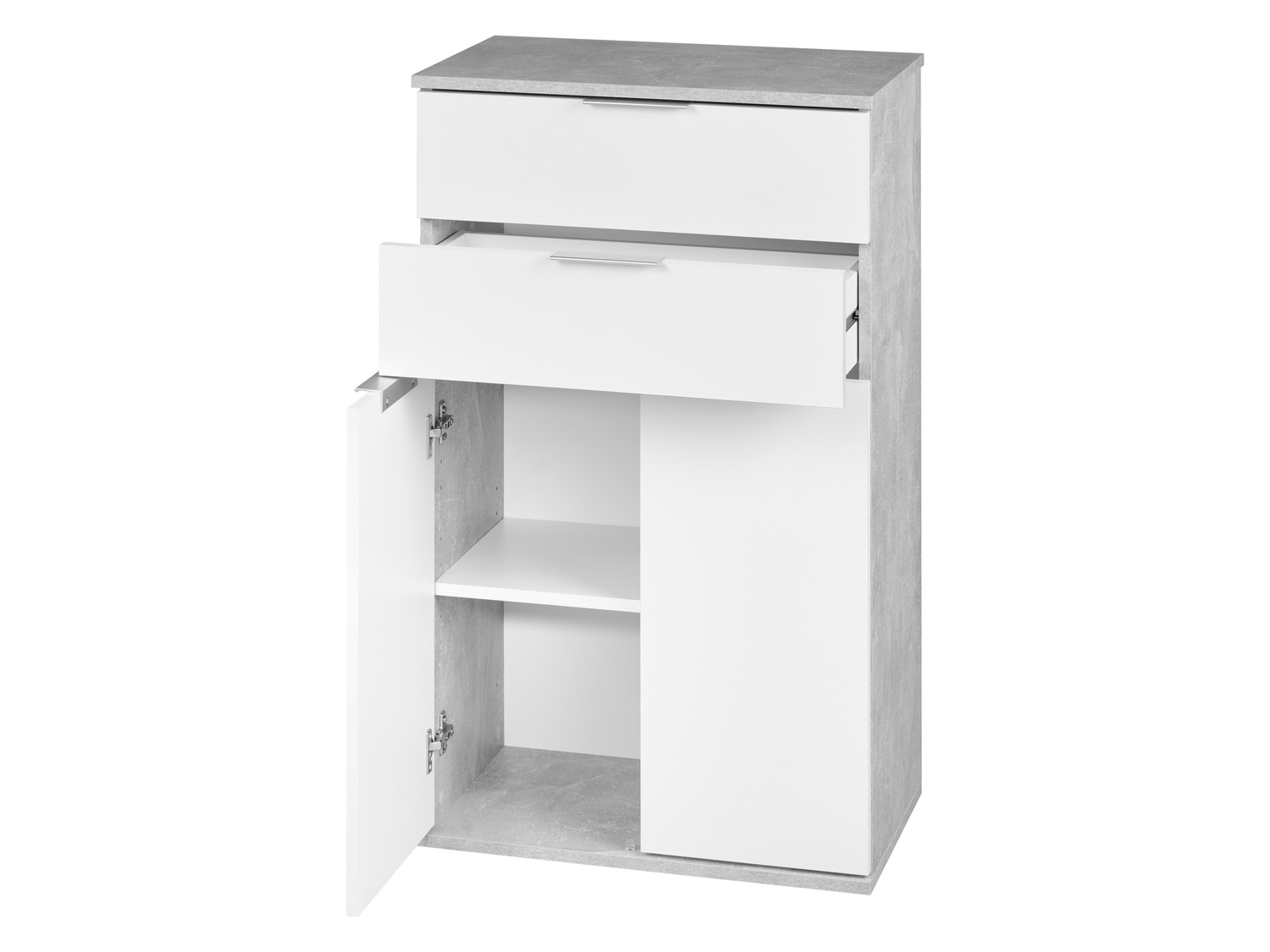 Kommode, mit zwei Schubladen, weiß/grau LIDL