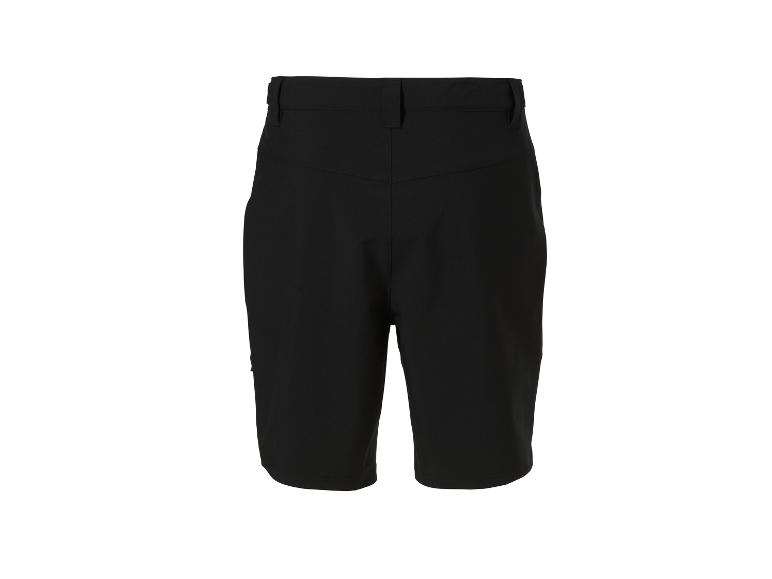 Schwarze Herren-Sportshorts mit Gürtelschlaufen und knielanger Passform.