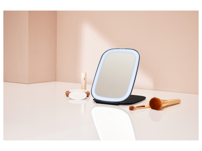 Gehe zu Vollbildansicht: CIEN Beauty LED-Kosmetikspiegel, klappbar, mit Akku und 3 Lichtfarben - Bild 3