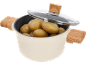 Kochtopf mit Kartoffeln und Glasdeckel