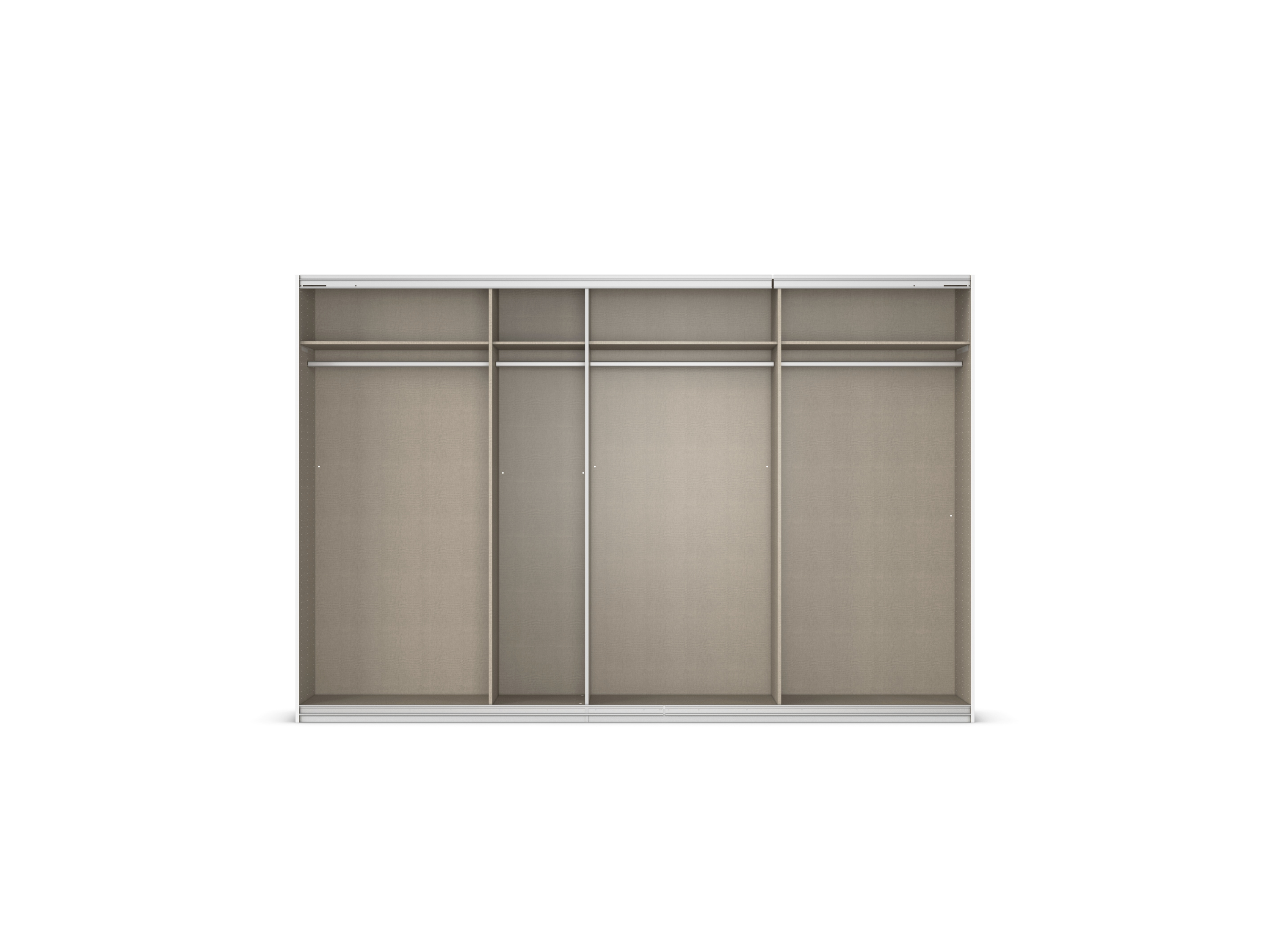 RAUCH ORANGE Quadra Schwebetürenschrank mit Spiegelelementen (Basic-Zubehör, Korpus Weiß, 315 x 210 cm) – Bild 4 von 4