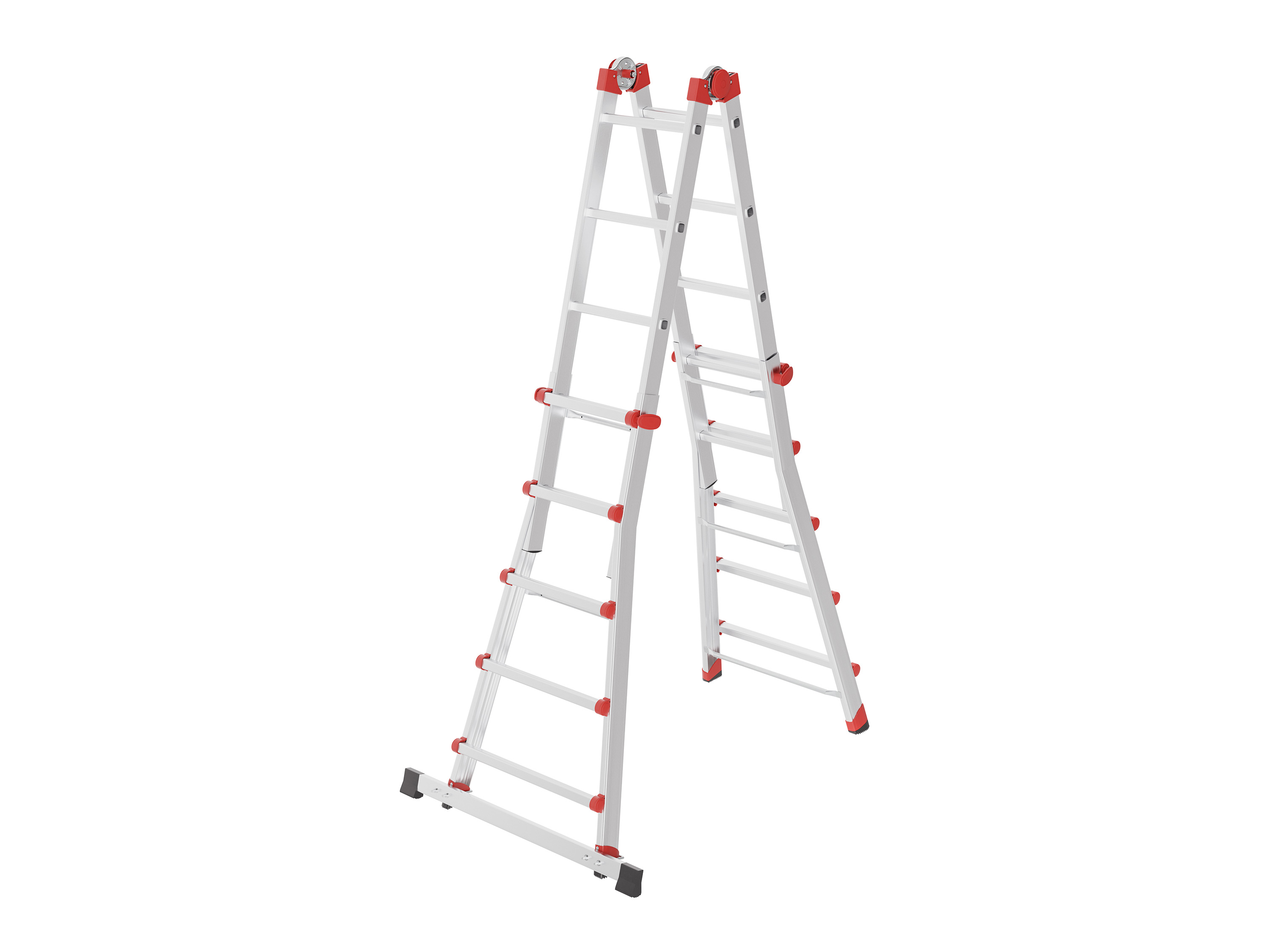 Hailo  Alu-Multifunktionsleiter »M80«, höhenverstellbar (4×5 Sprossen, silber/rot) | 04007126751928