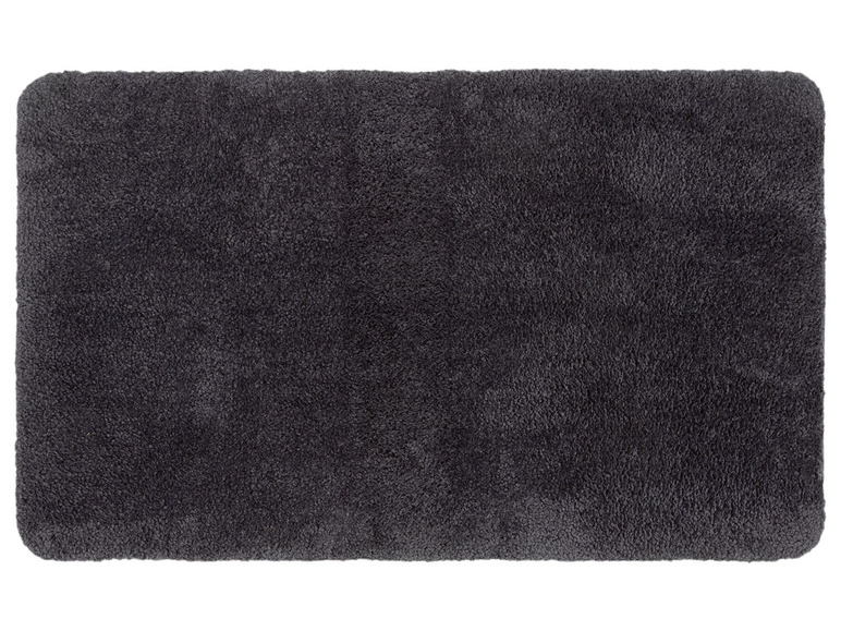 Eine graue Badezimmermatte.