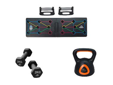 CRIVIT Push-up-Board / Kurzhantel-Set / Kettlebell