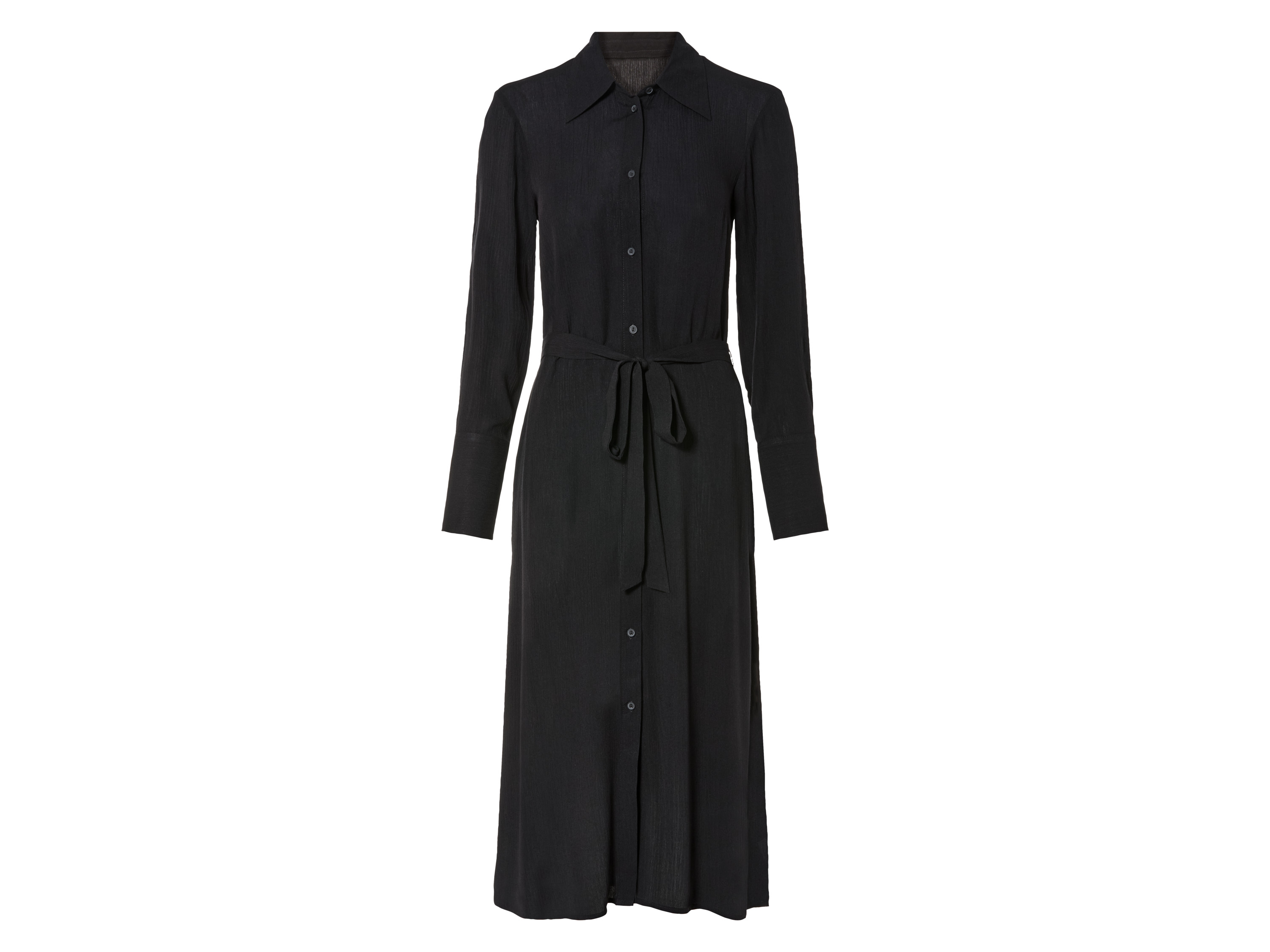 esmara® Damen Blusenkleid (Schwarz, 36)““ | durchgehende Knopfleiste, Knopfmanschetten Schnitt: – Ausschnitt: – Kragenform: Kentkragen Ärmellänge: lang Länge: 3/4-Länge Material: Viskose Lenzing™ Ecovero™ Pflegehinweis: waschen bei max. 30°C Pflegeleicht nicht bleichen nicht im Wäschetrockner trocknen bügeln bis 150 °C Stufe 2. Dampfbügeleisen kann verwendet werden nicht trockenreinigen Größe: XS 32/34 – L 44/46 Meine Lidl-Größe – so einfach gehts Einfach den Lidl-Größenrechner besuchen. Für deine Personengruppe und Produktgruppe die gemessenen Körpermaße eintragen und dann den Berechnen-Button betätigen. Schon wird dir deine Größe angezeigt. Oeko-Tex® Standard 100 Geprüft auf Schadstoffe Zertifizierungsnummer: 09.0.68536 Hohenstein Htti Standard 100 by Oeko-Tex® ist die weltweit bekannteste, unabhängige Zertifizierung schadstoffgeprüfter Textil- und Lederprodukte aller Art – vom Garn und den Stoffen bis hin zum gebrauchsfertigen Artikel. Das Label bestätigt