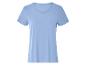 Hellblaues Damen-T-Shirt, schlichter Schnitt.