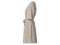 Beiges kurzärmeliges Sommerkleid mit Gürtel, Seitenansicht.