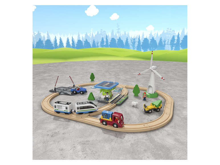 Gehe zu Vollbildansicht: Playtive Eisenbahn-Set Baustelle / Erneuerbare Energien, aus Buchenholz - Bild 10