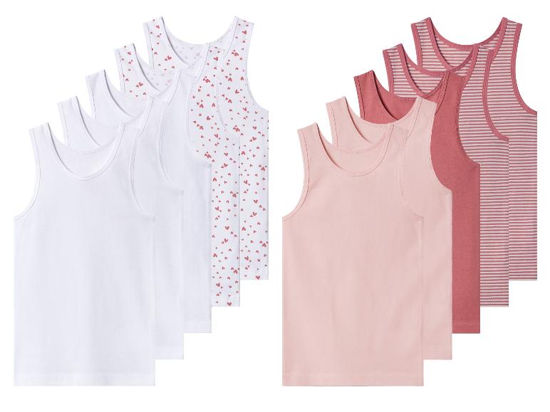 Set aus 10 Mädchen-Unterhemden: 5 weiße (eines mit Herzen), 5 rosa (eines gestreift).