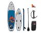 Aufblasbares Paddleboard mit Paddel, Pumpe, Finne, Reparaturset und Tragetasche.