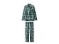 Grüner karierter Pyjama mit Langarmshirt und Hose.