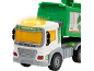 Grüner und weißer Spielzeug-Müllwagen mit der Aufschrift „GARBAGE TRUCK“ und leuchtenden Lichtern