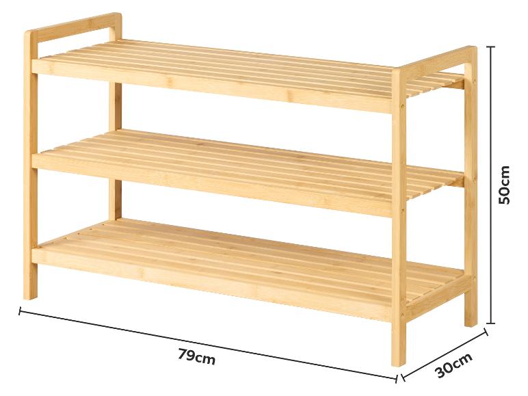 Bambus-Schuhregal mit 3 Ebenen, 79x30x50cm