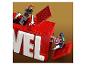 LEGO Marvel Set mit Black Widow und Captain America Minifiguren und einem roten Logo.