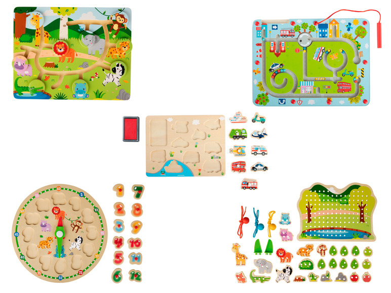 Gehe zu Vollbildansicht: Playtive Lernpuzzle / Labyrinth / Fädelspiel, aus Holz - Bild 1