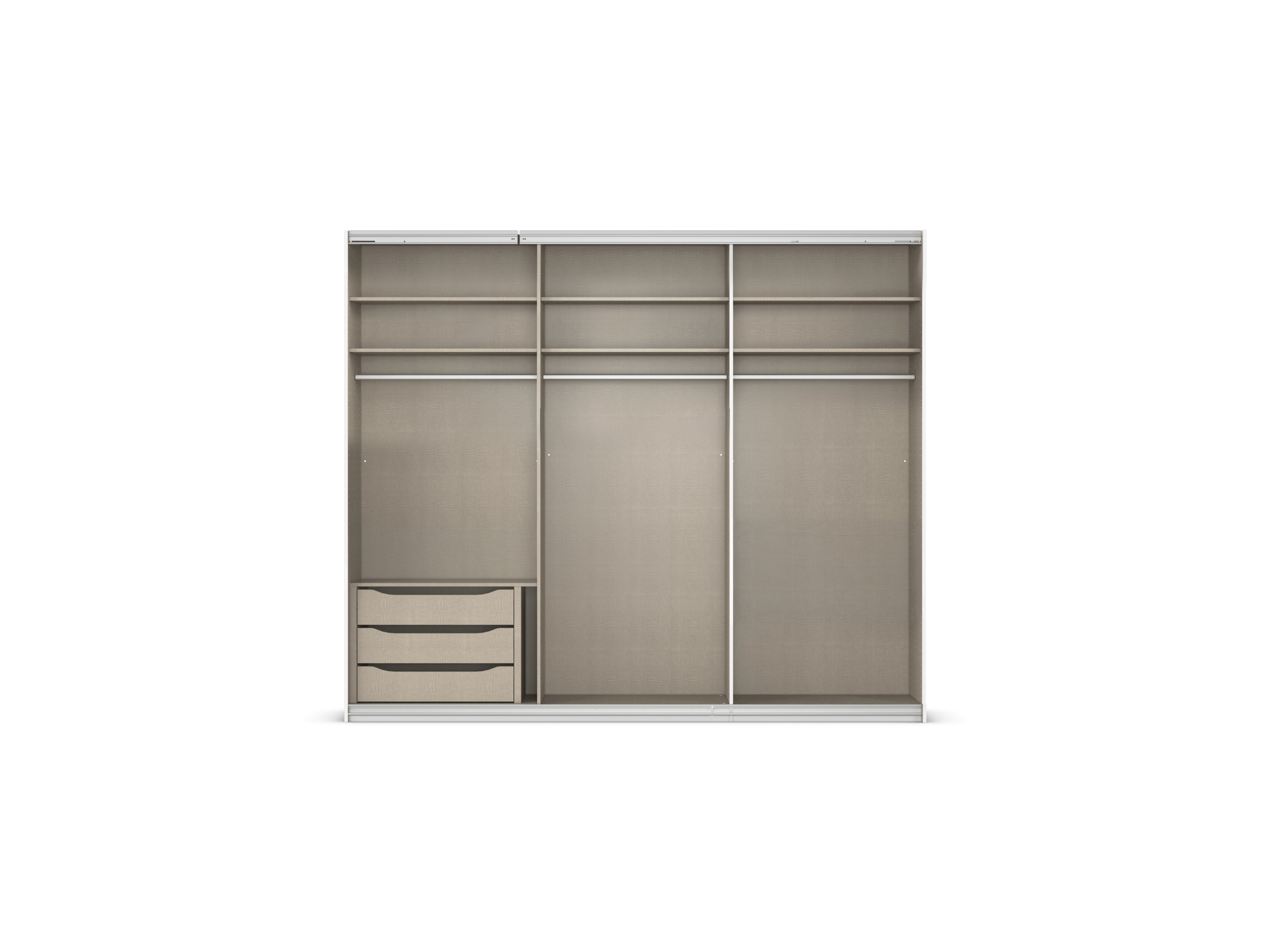 RAUCH ORANGE Quadra Schwebetürenschrank mit Spiegelelementen (Premium-Zubehör, Korpus: Graumetallic, 271 x 210 cm) – Bild 4 von 4