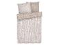 Bettwäsche-Set mit beigem und weißem geometrischem Muster.